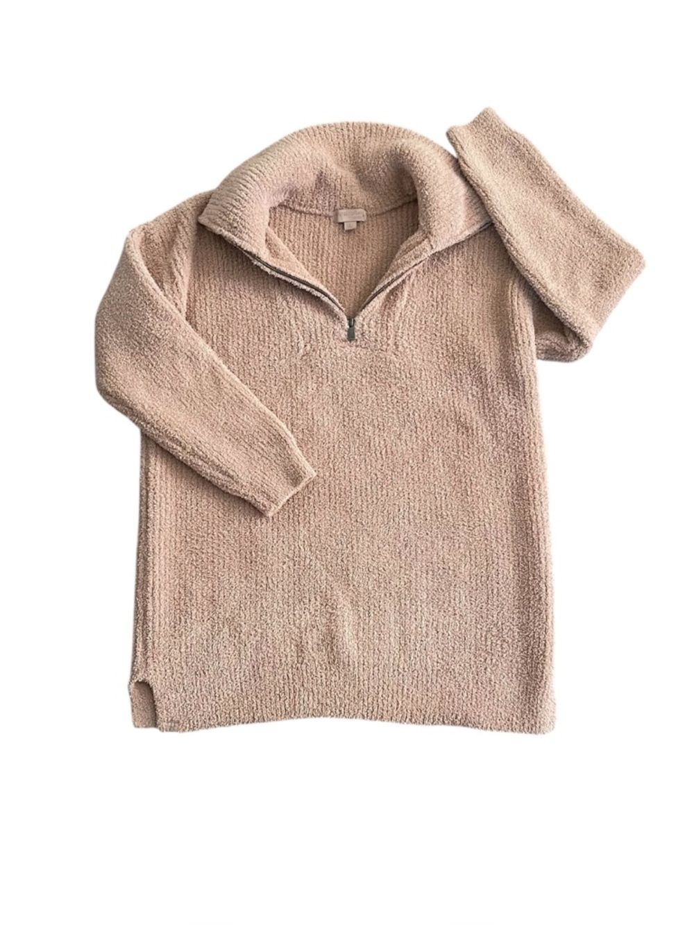 Barefoot Dreams CozyChic Camel half-zip tunic cardigan - large